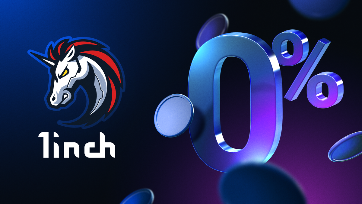 Swap tokens on 1inch with 0 fees