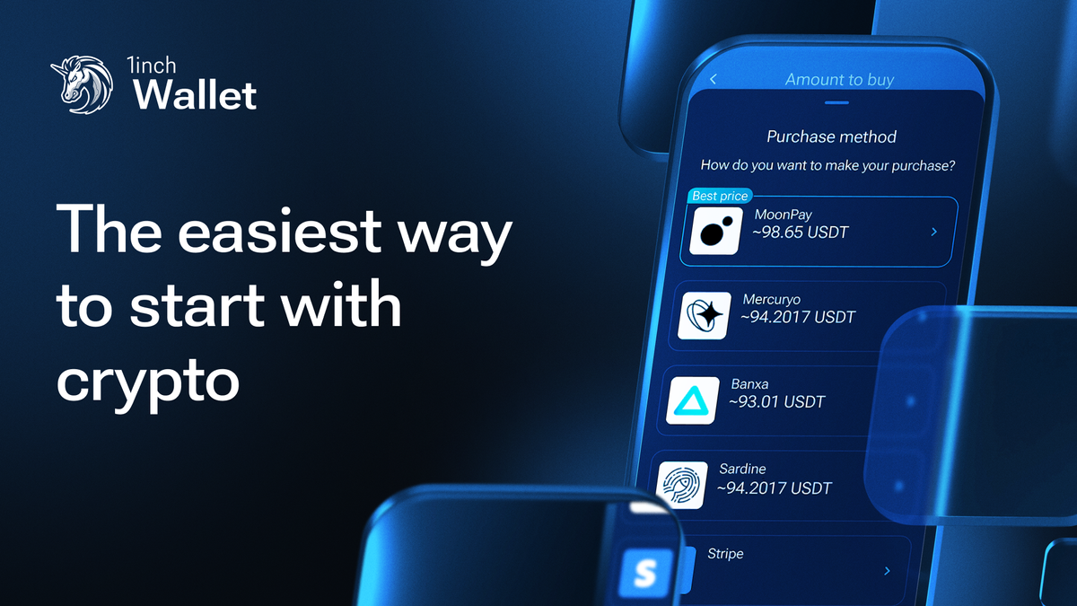 Buying crypto with fiat in 1inch Wallet